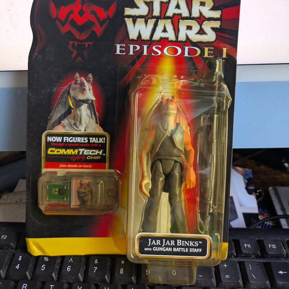 Star Wars Episode 1 Jar Jar Binks Action Figure 1998 Collection 2 Comm Tech Chip